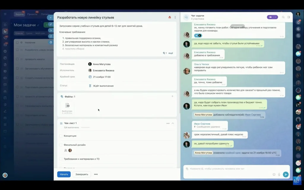 Чат задачи и карточка задачи в Битрикс24